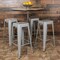 Flash Furniture 30" High Metal Indoor Stackable Bar Stool, Silver, PK4 4-ET-31320-30-SV-R-GG